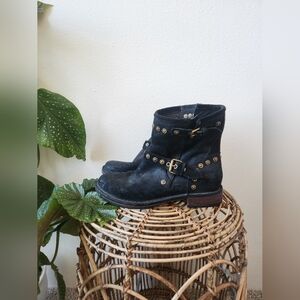UGG Fabrizia Ankle Suede Moto Studs Black Boots